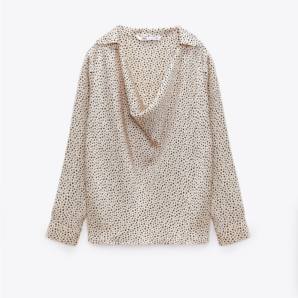 ZARA FLUID NECKLINE DOTTED BLOUSE
